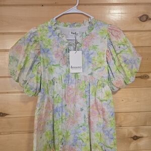 &merci Floral Puff Sleeve Top - Multicolor